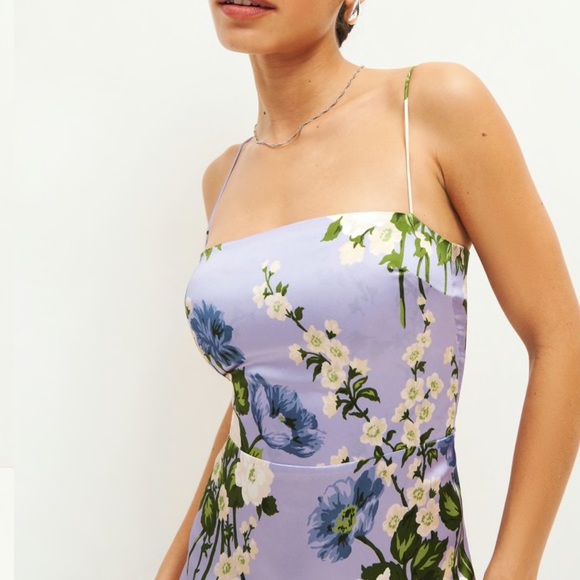 NWT Reformation Frankie Silk Dress Garden Soiree - Picture 2 of 8